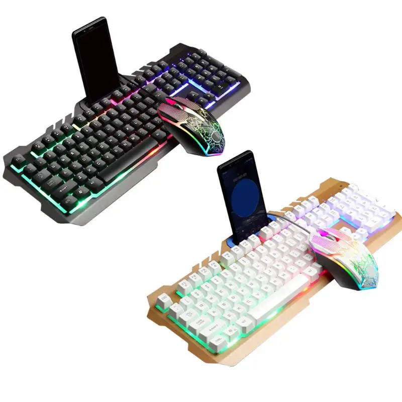 Wired Gaming Keyboard Mouse Combo Set Colorful LED Backlit Computer Keyboad