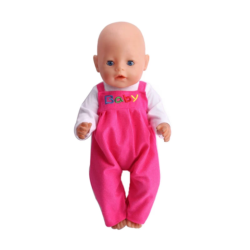 

Doll clothes rose red suit overalls fit 43 cm baby dolls and 18 inch Girl dolls accessories a14