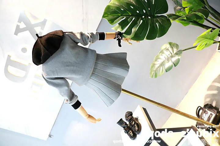 Комплект из 2 предметов для девочек теплый вязаный комплект пальто и юбки