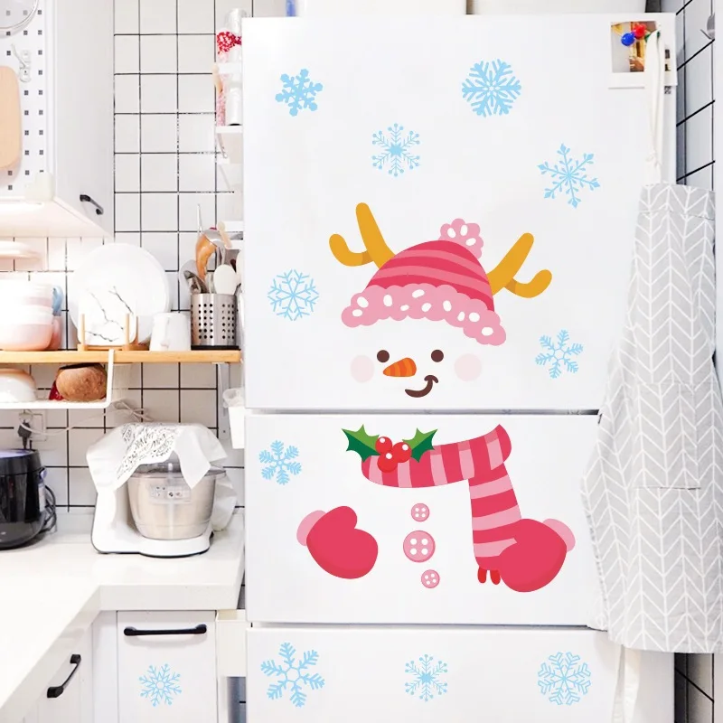 

Christmas Sticker For Window Glass Wall PVC Snowman Refrigerator Sticker Home Decoration Kids Toys Waterproof Puzzle Design 1pc