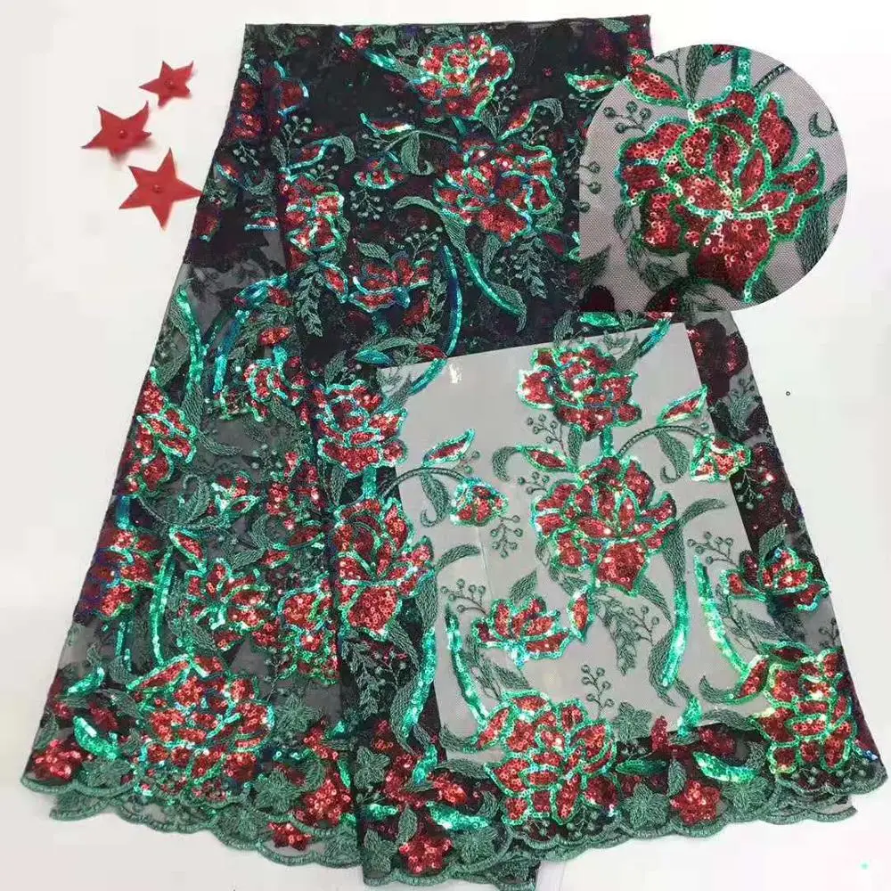 

NaXiu Nigerian Lace Fabric High Quality Sequin Fabric Embroidery African Lace Fabric For Party Afrcan French Lace Fabric