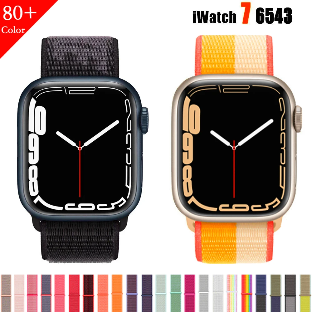 

Ремешок нейлоновый для Apple Watch band, спортивный браслет для часов серии iWatch 7 6 SE 5 4 3 2, 45 мм 41 мм 44 мм 40 мм 42 мм 38 мм