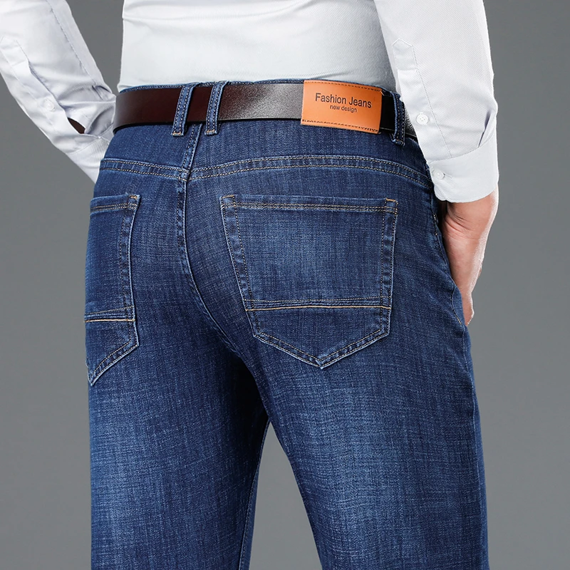 

2021 Autumn And Winter New Men'S Jeans Men Straight Loose Business Casual Long Pants Male Classic Brand Stretch Denim Trousers