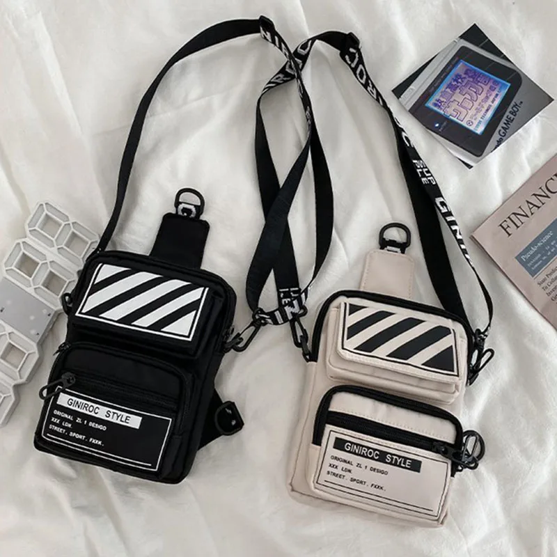 

Oteele Messenger Bags Unisex Letter Printing Striped Simplicity Chest Bag Shoulder Bag Casual Fashion Waist Bag Small Square Bag