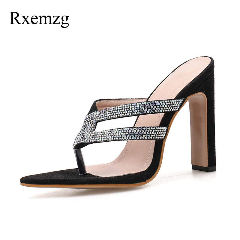 Шлепанцы Rxemzg женские с острым носком летние модные тапочки со стразами на
