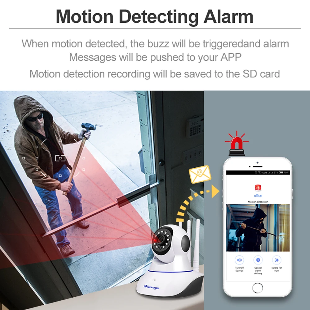 Techage 1080P Беспроводной IP Камера Видеоняни и радионяни купол в помещении 2 полосная