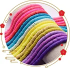 Плоские круглые разноцветные бусины из полимерной глины, 6 мм