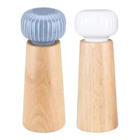 wood salt and pepper mill with strong adjustable ceramic grinder rotor manual pepper shakers 7 inches kitchen supplies
