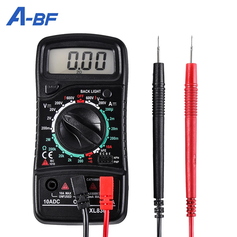 A-BF Digital Multimeter AC/DC Ammeter Data Hold LCD Backlight Voltage Current Resistance Meter Tester Multimeters Diode XL830L |