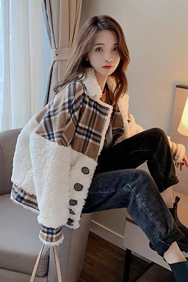 

Lamb Wool Short Coat Female Autumn And Winter All-match New Lamb Velvet Small Fragrance Wind Small Plus Velvet Thickening