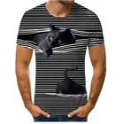 Модные летние футболки для мужчин и женщин в новом стиле с 3D принтом кошки, парные рубашки с круглым вырезом на заказ, повседневная мужская уличная одежда