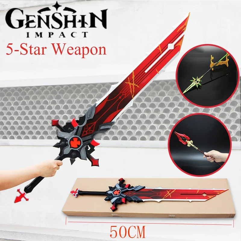 

Genshin Impact Anime Figure Weapon HuTao Klee ZhongLi Diluc Xiao Alloy Model Toys 50CM/22CM Christmas Gift