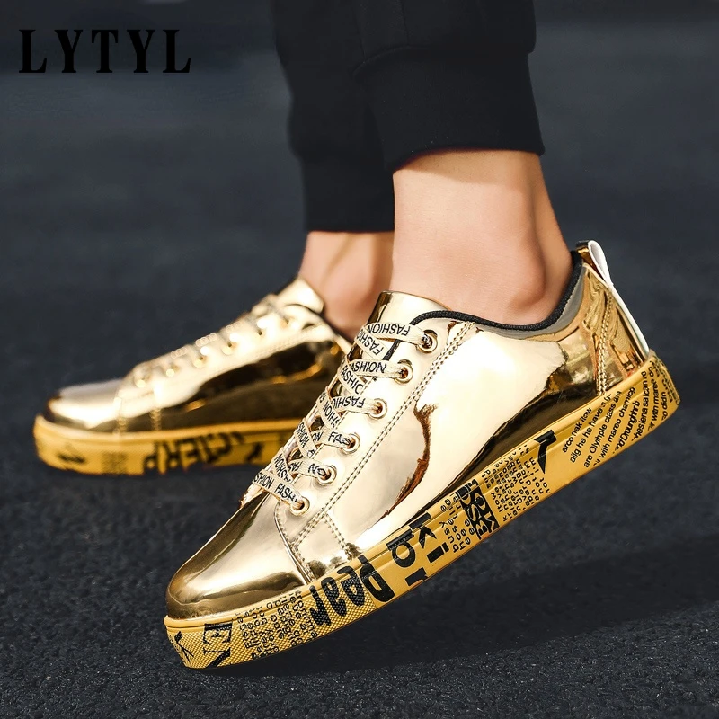 

Men Casual Shoes Patent Leather Sneakers Men Sport Running Skate Shoes Lace-up Loafers Lover Footwear Mens Shoes D20-65