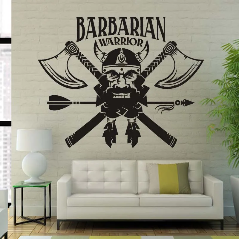 Варварский воин топор лук наклейка на стену виниловая настенная живопись