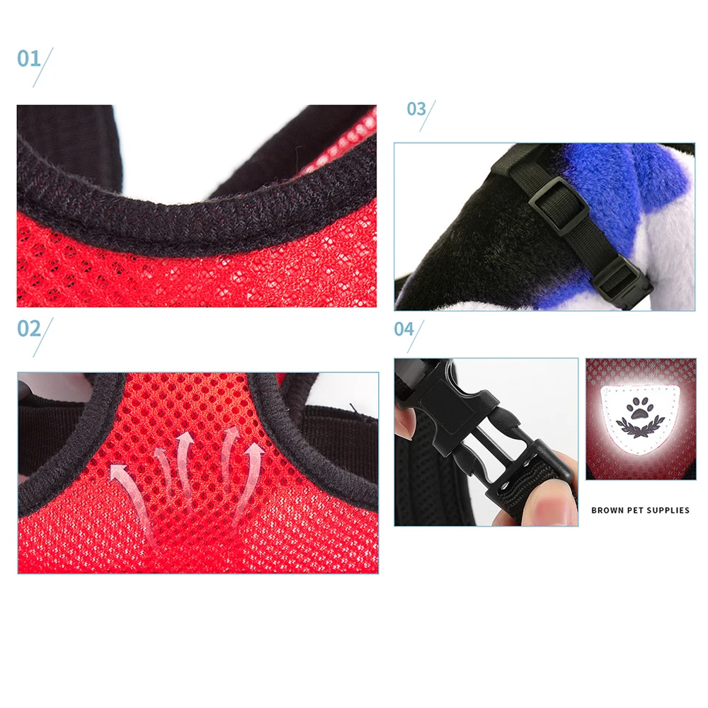 Шлейка и поводок для питомцев розовая Регулируемая Светоотражающая шлейка кошек