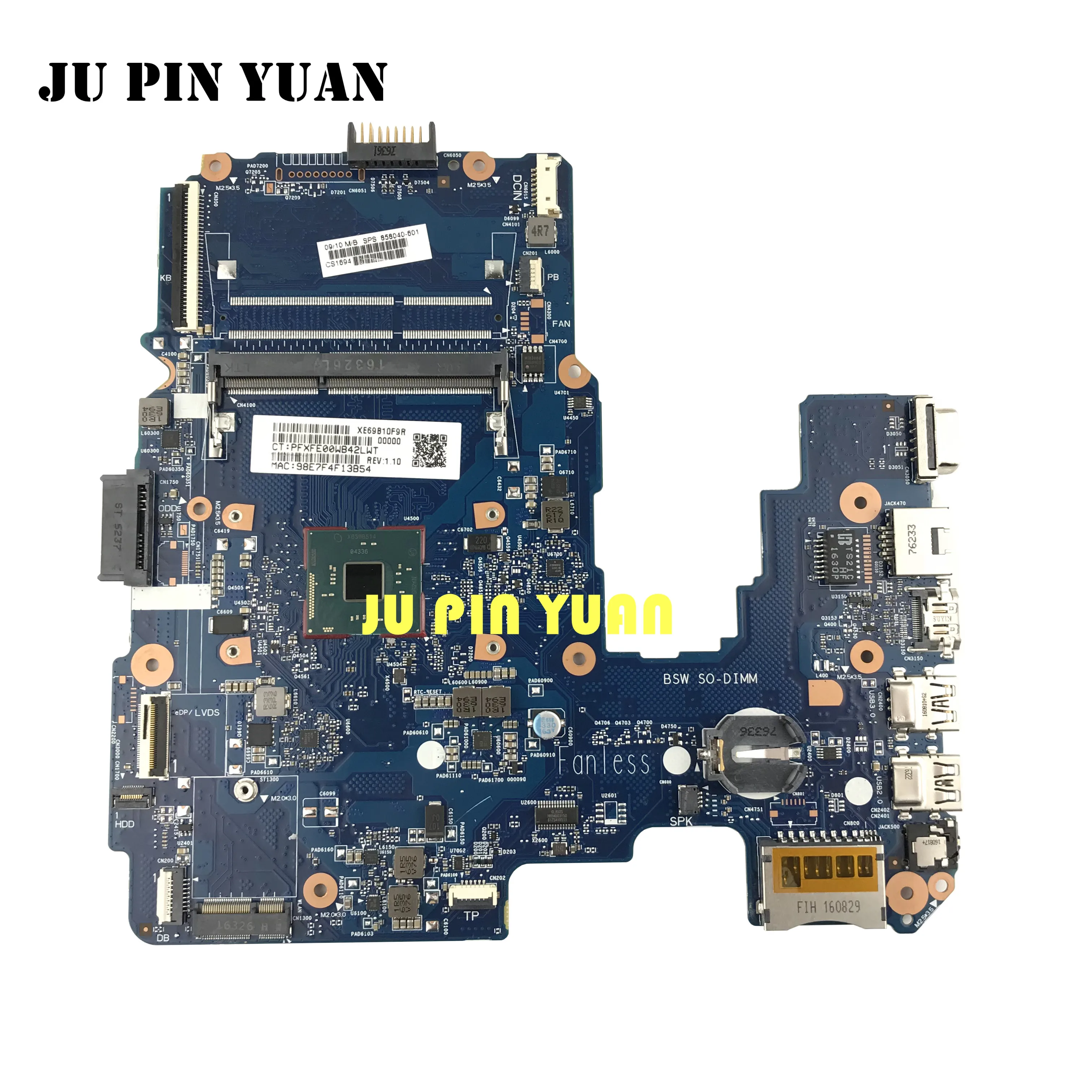 858040 001 501 Материнская плата для ноутбука HP 14 AM с SR2KN N3060 6050A2823001 MB A01 полностью