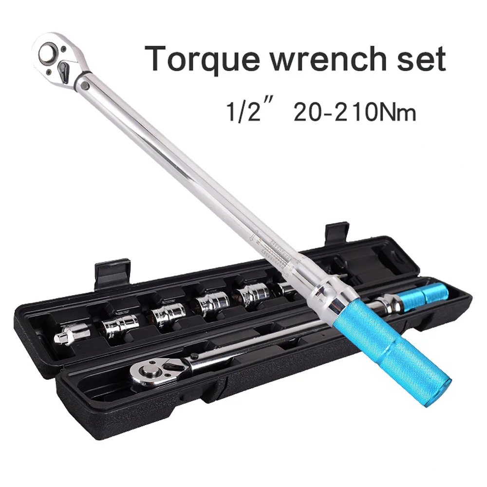 

7PCS 20~210N.m Steel Torque Wrench Socket Set 1/2 Torque Wrench 1/2 Hexagonal Socket Auto Inspection Repairing Tool Set
