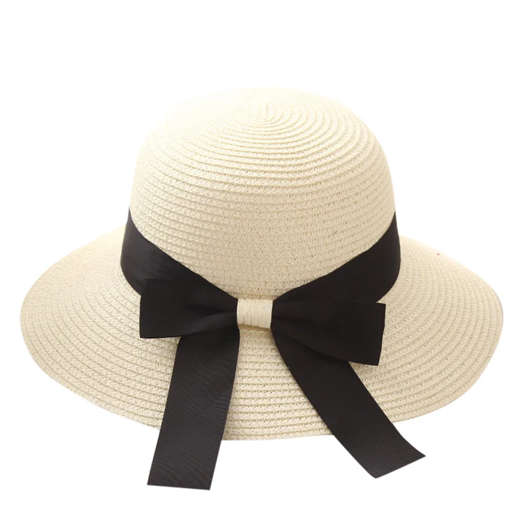 

Ladies Wide Brimmed Floppy Foldable Straw Hat Casual Summer Hat Women Beach 4 Colors Chapeau Femme Cheap Visor Cap