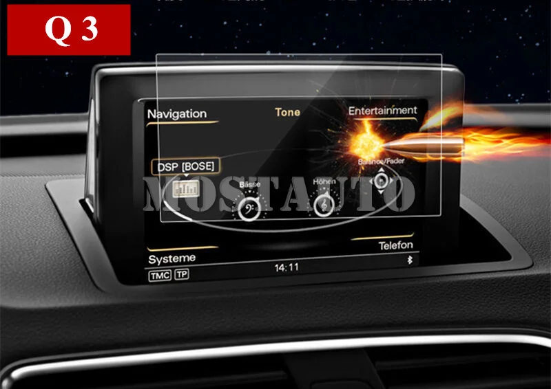 For Audi Q3 Q5 7.0 Inch Tempered Glass GPS Navigation Screen Protector 2009-2015 1pcs Car Accessories Interior Decor | Автомобили и