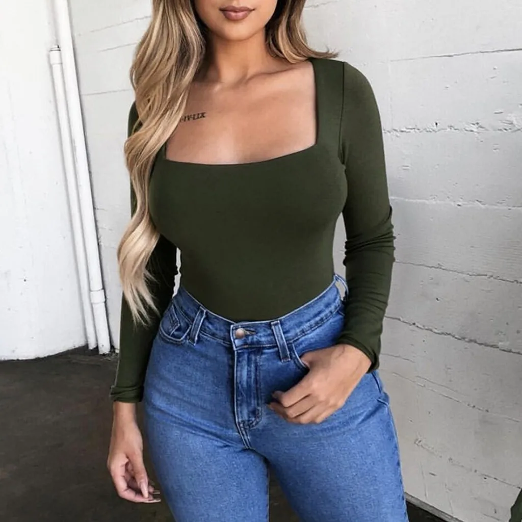 Блузка 2019Top Новая модная женская блузка с длинным рукавом однотонная блуза