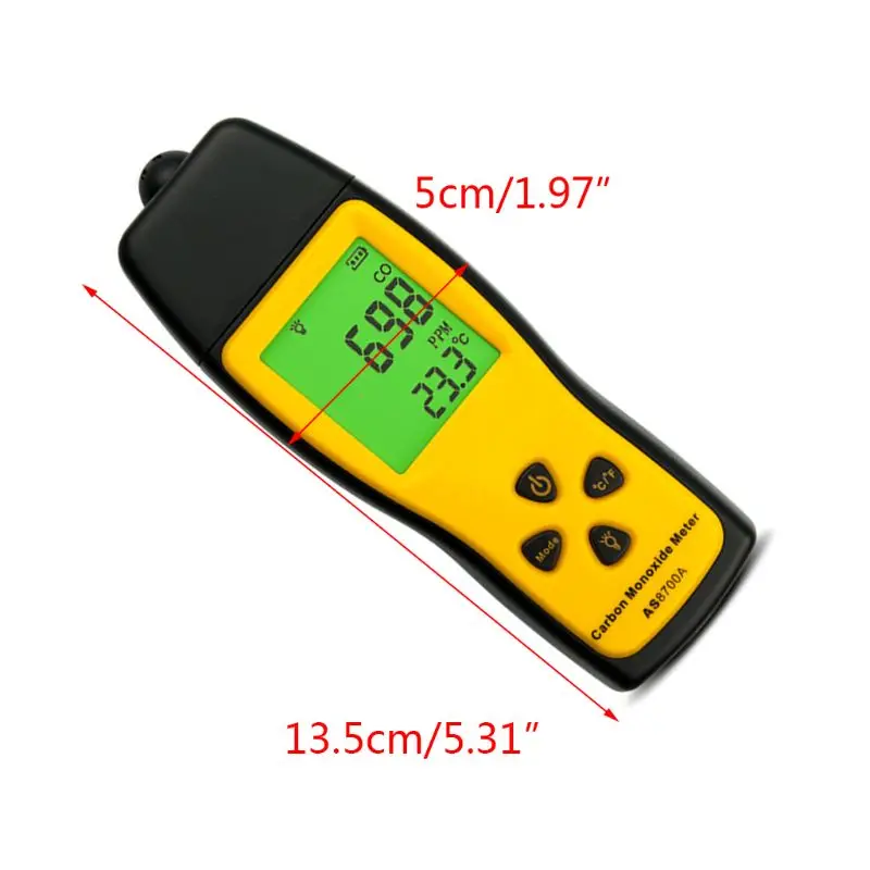 

AS8700A Portable CO Gas Analyzers Handheld Carbon Monoxide Meter Tester Monitor Detector Gauge LCD Display Sound Light Alarm