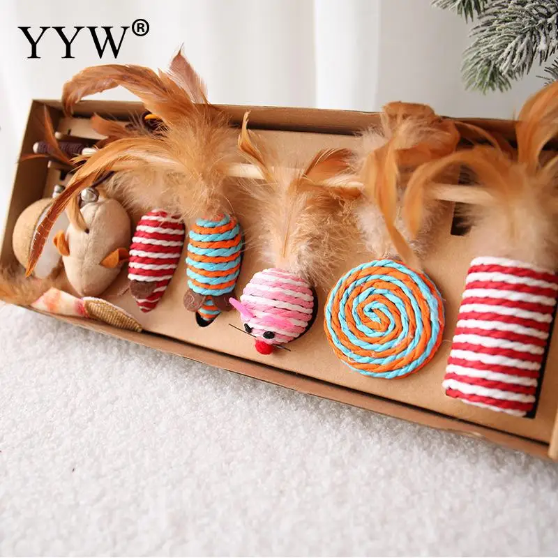 7 шт./кор. деревянная Милая собачка кошка Дразнилка для котенка игрушка с