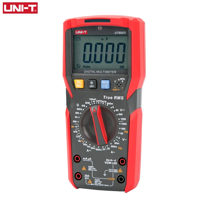 

UNI-T Professional Digital Multimeter UT89XD UT89X True RMS NCV 20A Current AC DC Voltmeter Capacitance Resistance Tester