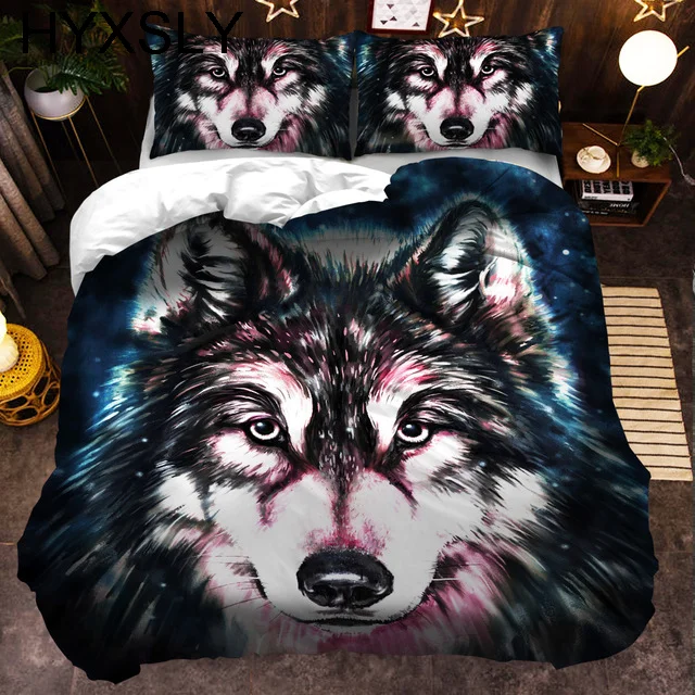 

3D Wolf Bedding Set Black White Duvet Cover For Adults Bedroom Luxury Comforter Set Queen King 220x240 Size Aniaml Bed Set