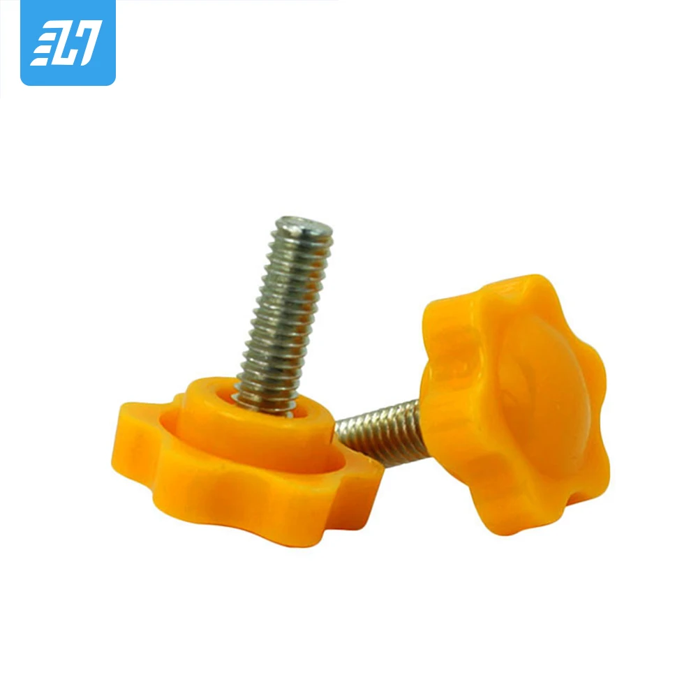 

M6 M8 Yellow Plastic Head Star Screw Shape Thumb Tighten Thread Clamping Grip Knob Wood Bolt