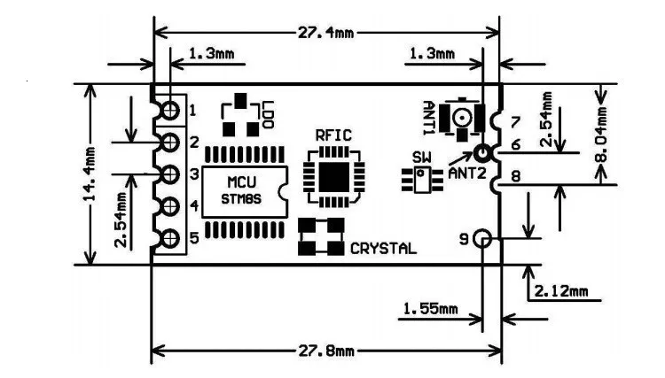TZT 433 МГц HC-12 SI4463 беспроводной модуль последовательного порта 1000 м Замена Bluetooth