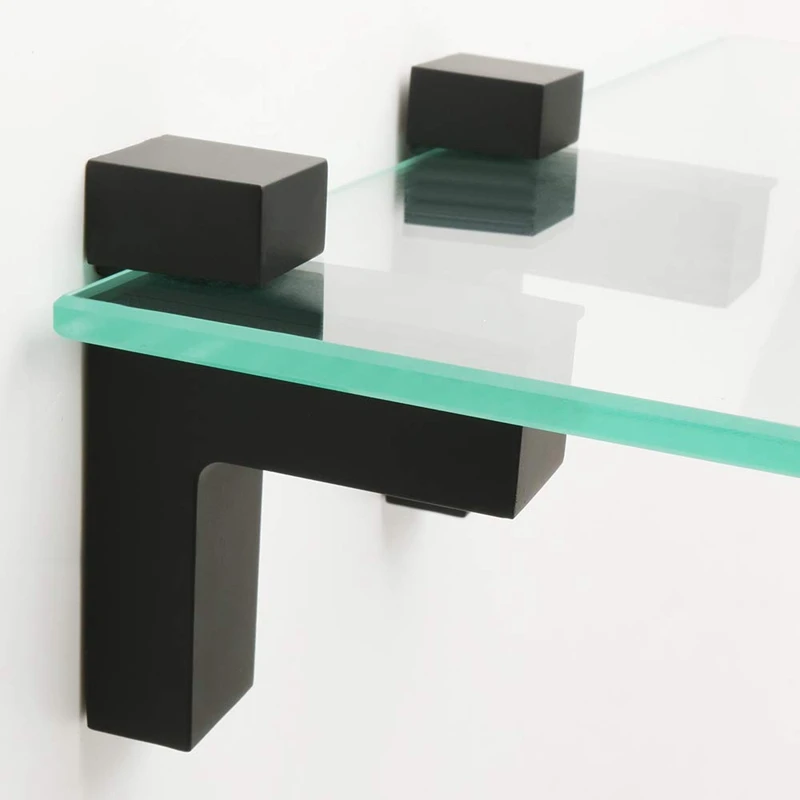 

2 Pcs Adjustable Wood/Glass Shelf Bracket Wall Mount Heavy Duty Floating Brackets for 3-28mm Thick Shelves,Black