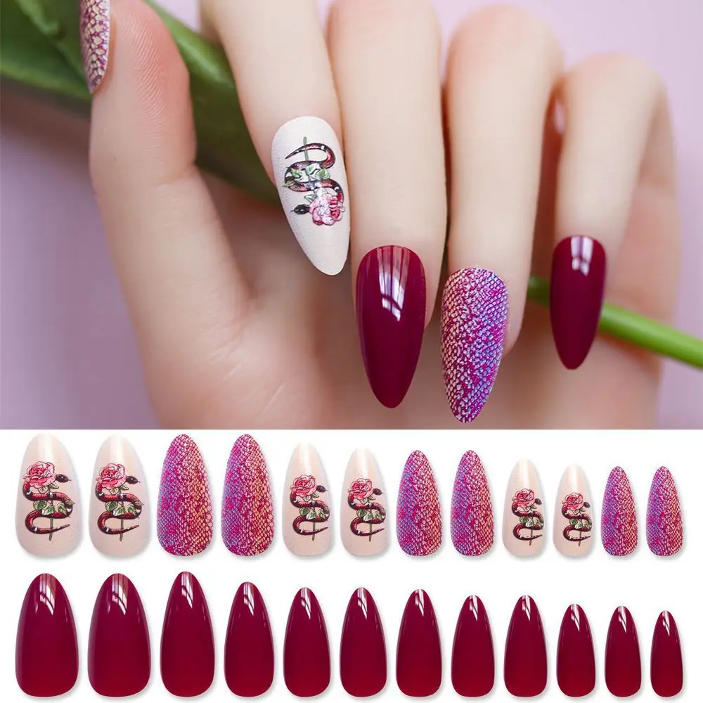 

Women Beauty Detachable Fake Nail Tips Full Cover Butterfly Love Heart False Nails Almond