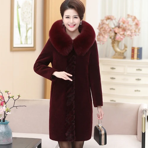 Wine red GOURS зимние женские шубы и куртки из натурального меха Одежда из натуральной шерсти стрижка с лисьим мехом капюшон Теплый мех норки нового размера плюс LD8832 - Цвет: Wine red
