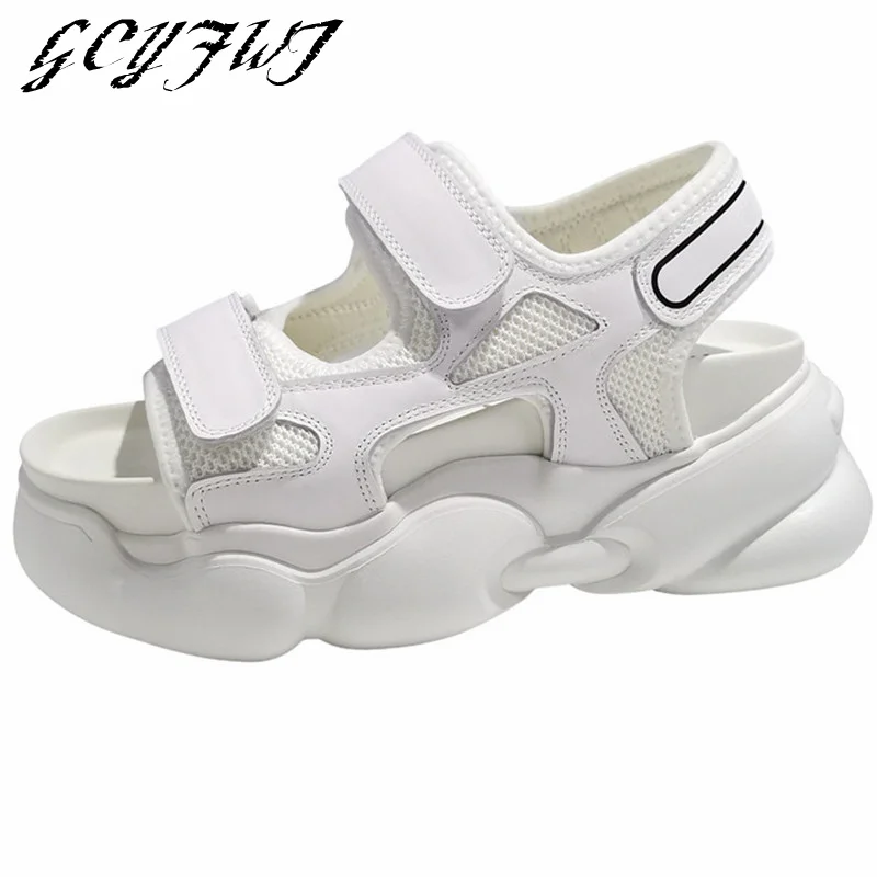 

Women Sandals Flat Platform Thick Bottom Velcro Casual Female Shoes Summer Fashion Increase Wearproof Office Lady Zapatos Mujer