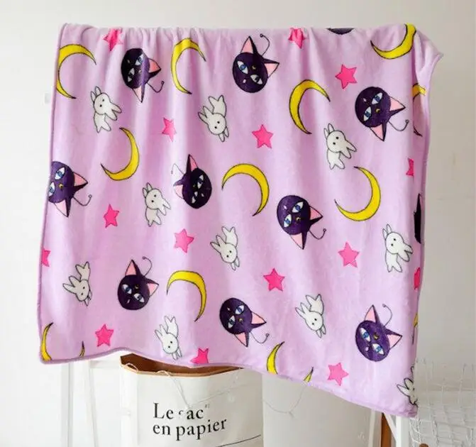 

100x100cm/150/200x200cm sailor moon luna cat soft coral fleece baby blanket sofa blanket children bed sheet bedspread adult