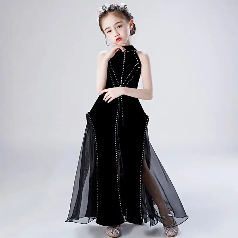 2020 New GIrls Catwalk Pageant Princess Dresses beading mesh stitching birthday party Dress for girls Vestidos L10 |