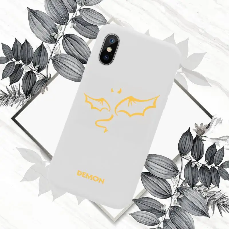 

Demon Angel Couple BFF Cartoon Phone Cases White Candy Color for iPhone 11 12 mini pro XS MAX 8 7 6 6S Plus X SE 2020 XR