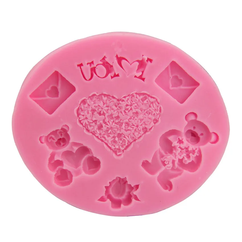 Bear Heart Envelope Fondant Cake Silicone Mold Baking Chocolate DIY Tools Jelly Decorating | Дом и сад