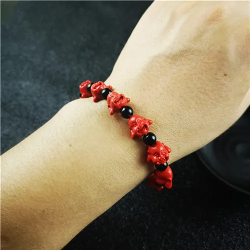 Китайский красный Органическая киноварь Смеющийся Будда бусины эластичный