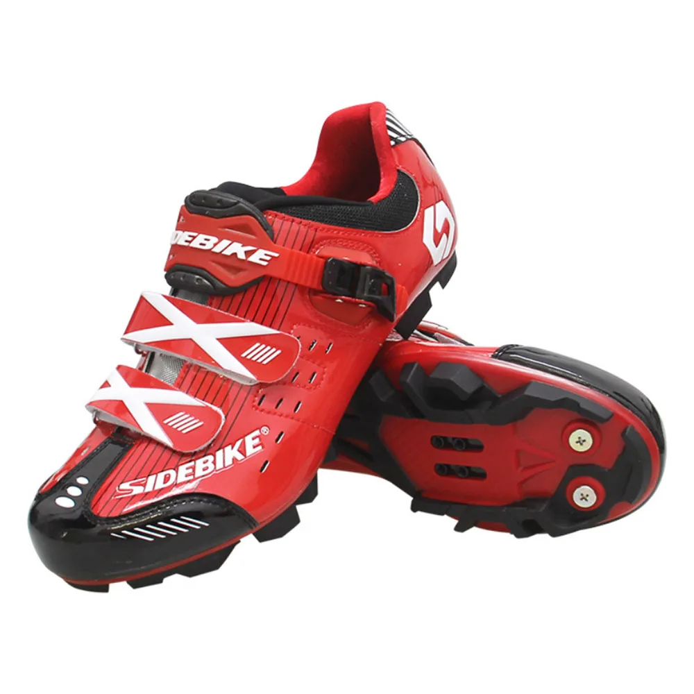 red black Sidebike cycling shoes MTB bicycle profession riding lock shoes Wear-resistant antiskid Breathable Multi-color optional - Color: red black