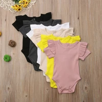 pudcoco us stock newborn infant baby boy girl romper short sleeve solid off shoulder jumpsuit cotton romper cute clothes