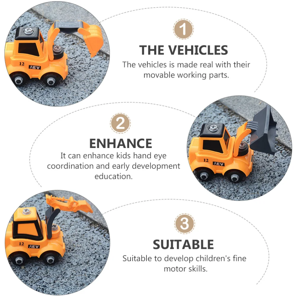 

4pcs Building Truck Model Detachable Engineer Car Kid DIY Educational