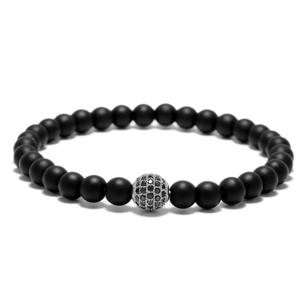 Модная черная матовая искусственная кожа с Бусины оникс браслет набор роскошных