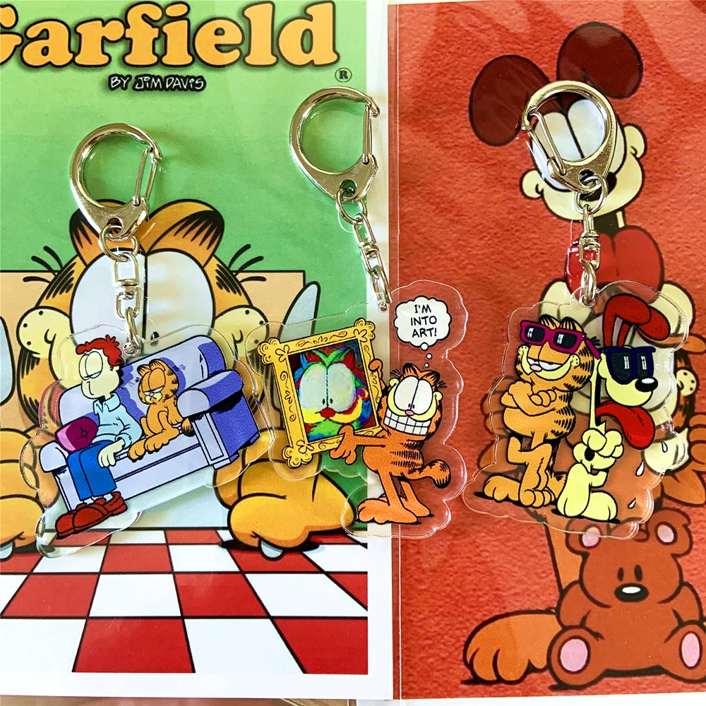 Забавный мультяшный брелок Garfield двусторонний для косплея акриловый кулон женщин