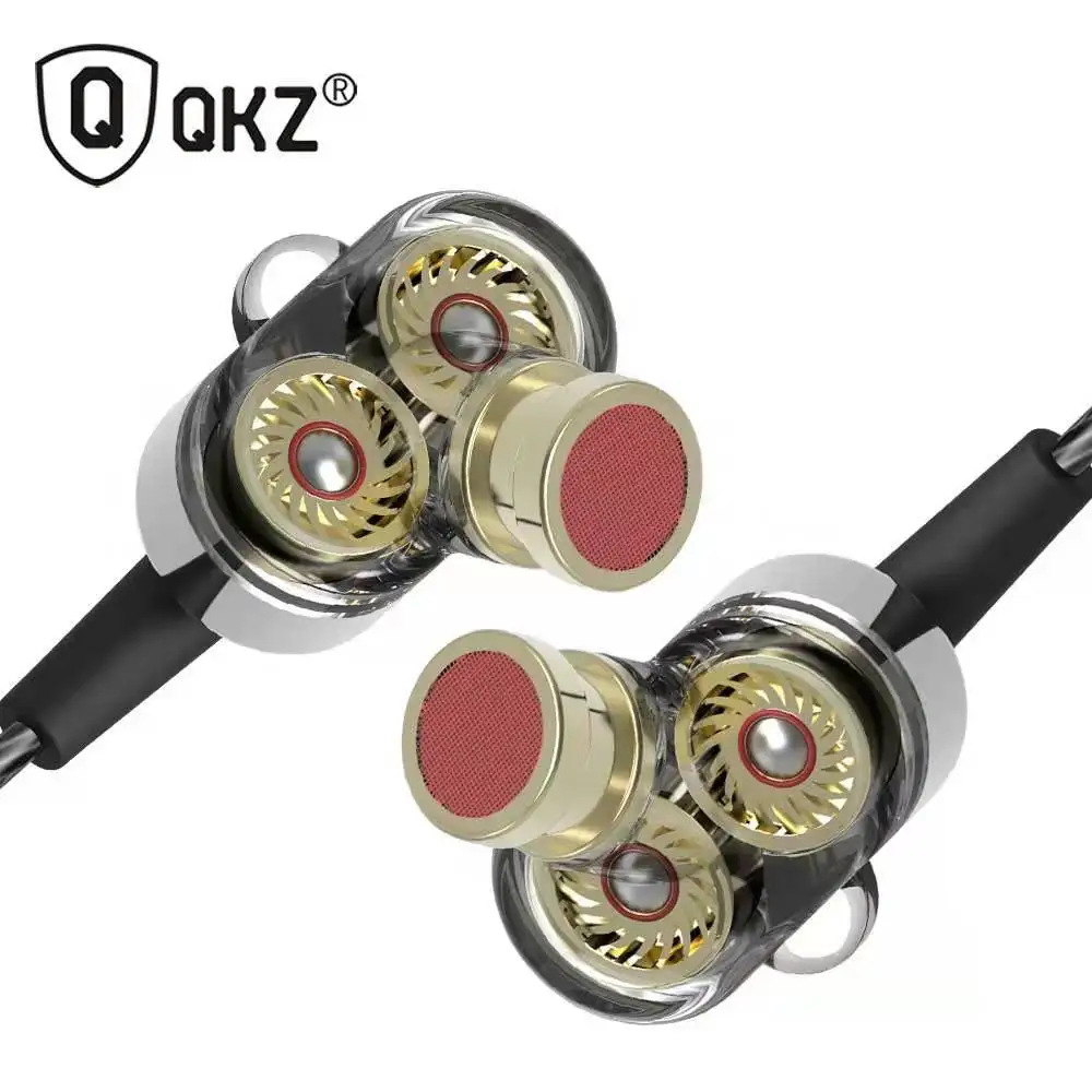 QKZ KD2 двойной подвижная катушка стерео наушники вкладыши спортивные HiFi Heaphones для