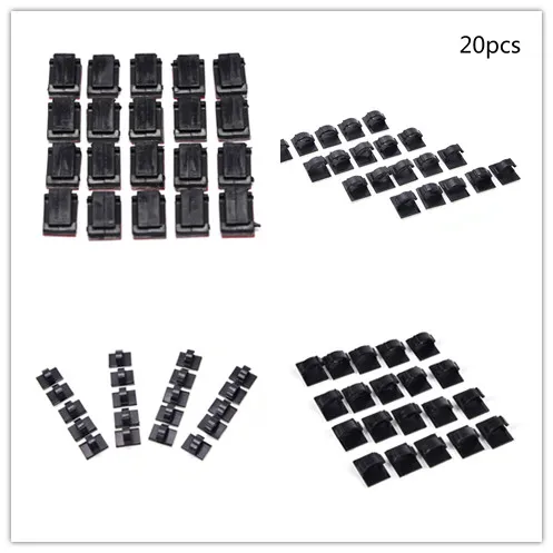 

20pcs/lot Cable Winder Adhesive Car Cable Clips Black Management Desk Wall Cord Clamps Drop Wire Tie Fixer Holder Organizer