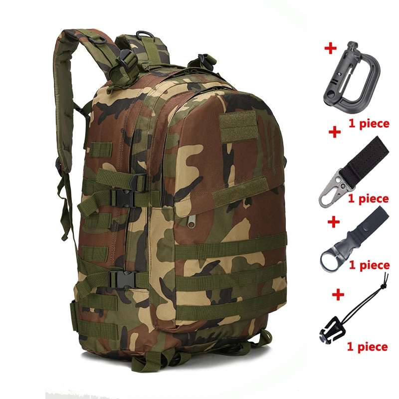 jungle with hooks 45L военный тактический рюкзак армейский Molle штурмовая сумка большой емкости для походов на открытом воздухе походная охотничья походная сумка Camo Mochila - Color: jungle with hooks