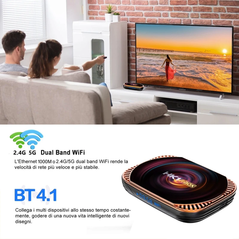 

ТВ-приставка 1000m Ethernet Android с BT 4,1 4 ГБ 32 ГБ/64 Гб/128 ГБ ROM L41E