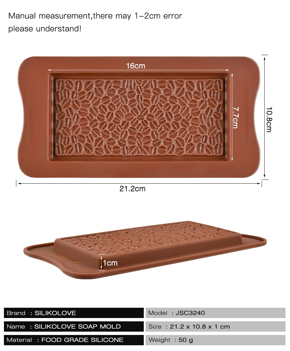 SILIKOLOVE Coffee Beans Chocolate Silicone Mold Candy Cake Mould Biscuits Cookies DIY Baking Tools Soap Molds Cake Decorating