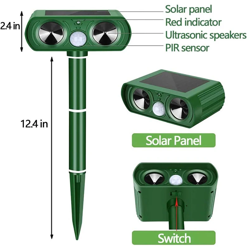

Animal Pest Repeller Outdoor Solar Powered Ultrasonic Signal Strong Flash Garden Lawn Park Protector Electronic Pet Scarer